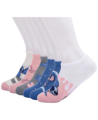 Planet Sox Girls' 4-8 Stitch No Show Socks, 6-Pack