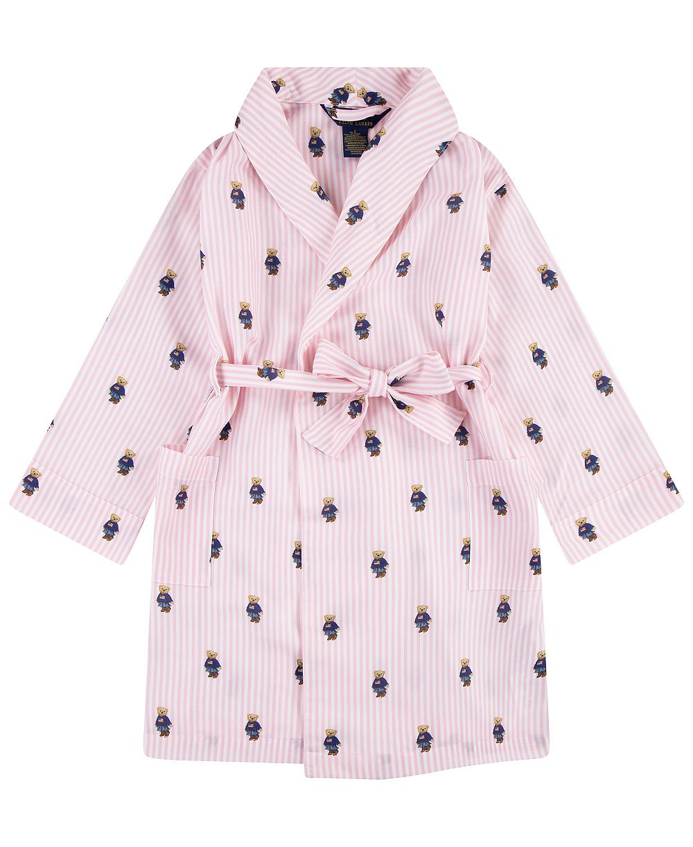 Polo Ralph Lauren Детский халат с медведем Polo для девочек 4-6x