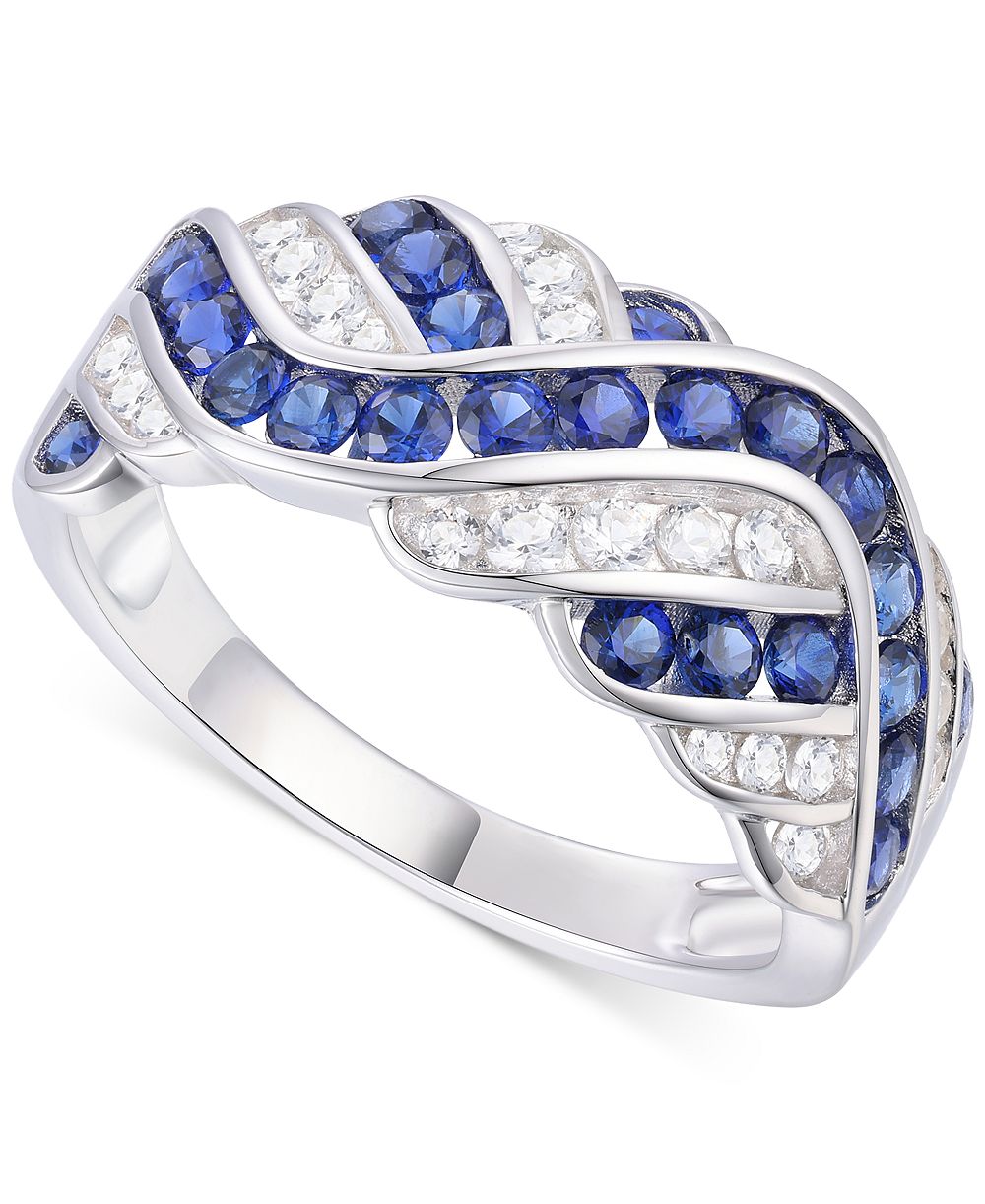 Lab-grown Sapphire, Lab-grown White Sapphire & Multi-Gemstone Ring in Sterling Silver