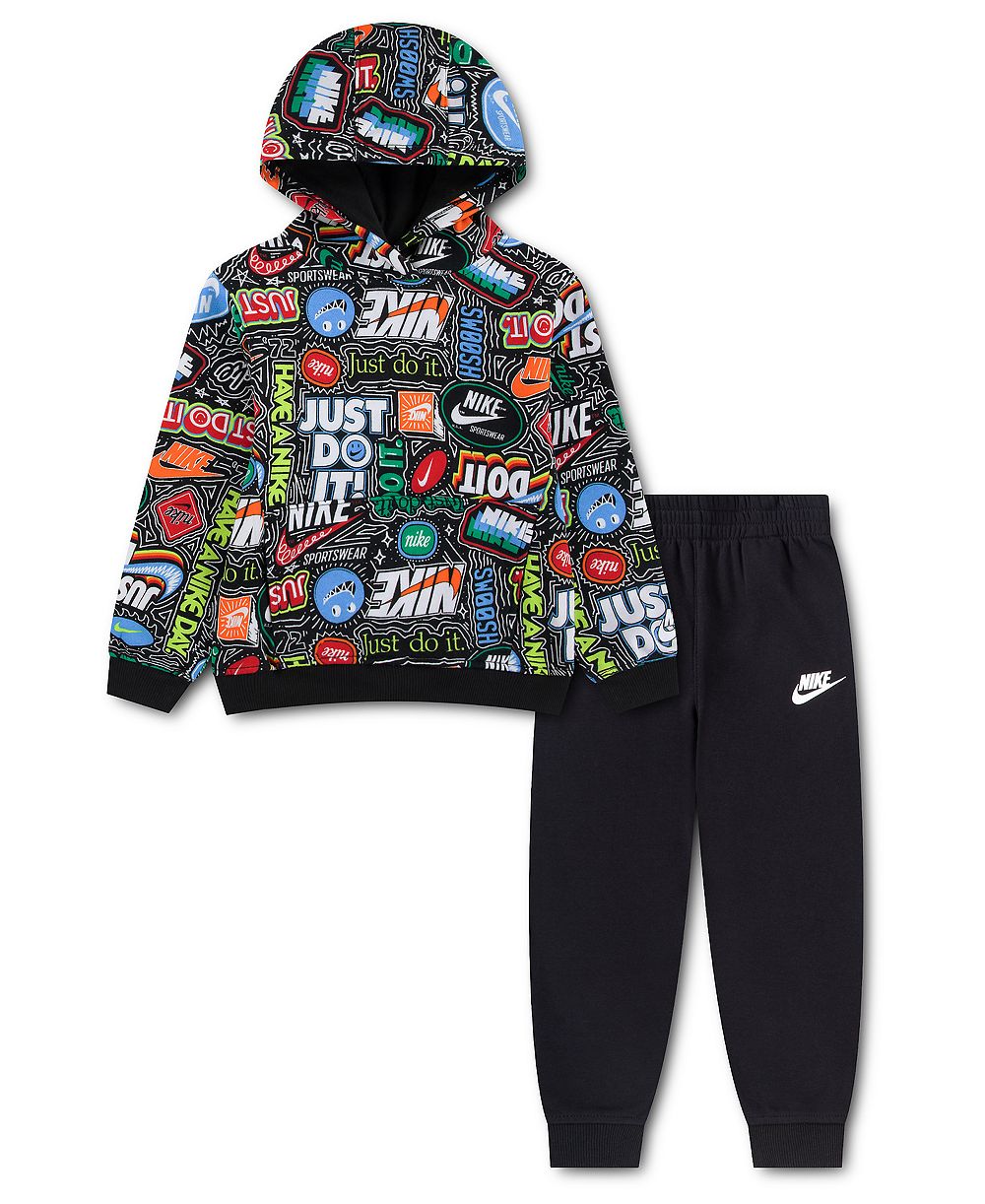 Nike детский комплект из флисового худи с принтом и джоггеров для мальчиков 4-7, 2 предмета