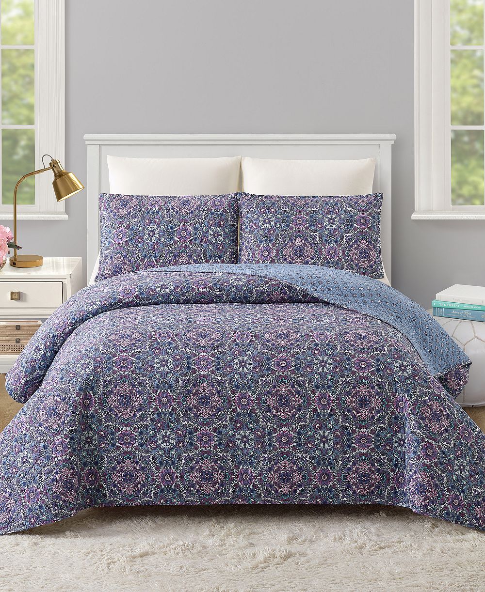 Modern Heirloom двустороннее покрывало с лавандовым цветочным принтом, 2 предмета, Twin/Twin XL