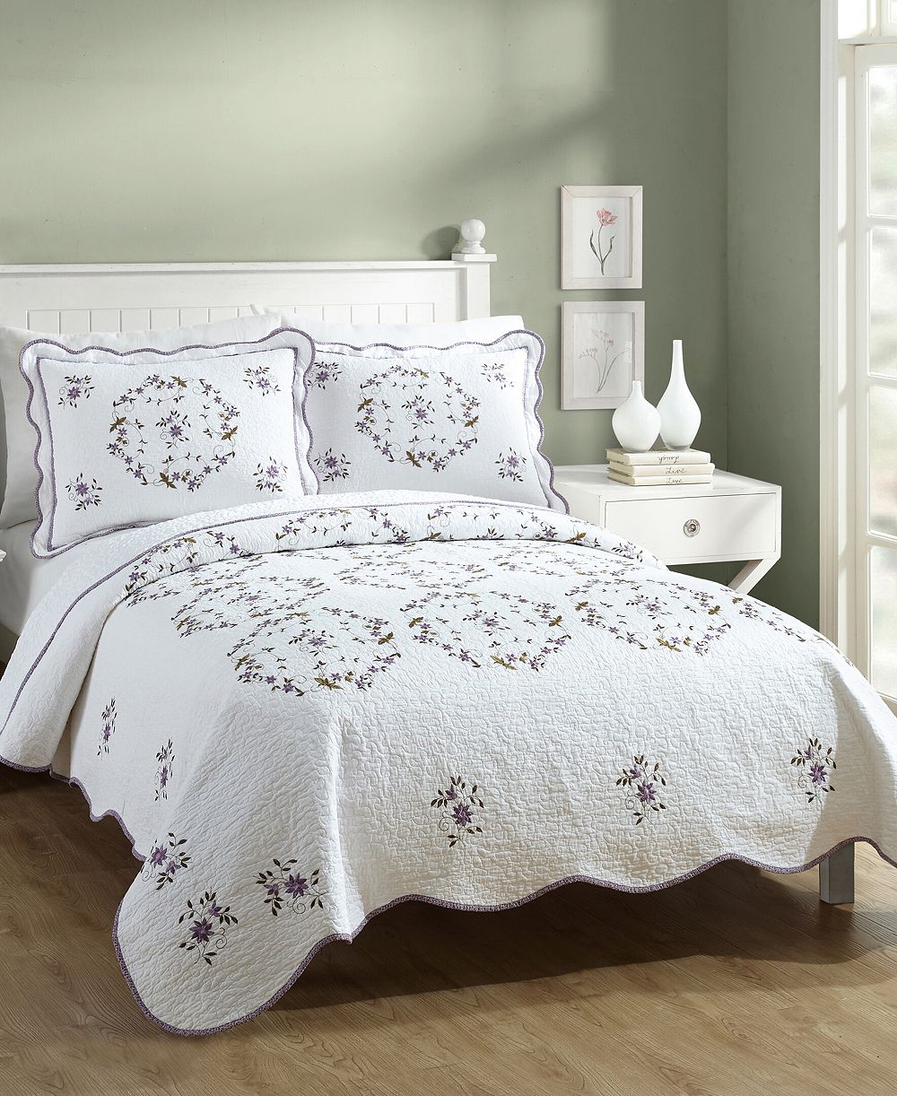 Комплект из 3 покрывал Modern Heirloom Gwen Floral Embroidered Full/Queen