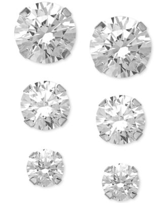 Cubic Zirconia Round Stud Earrings Set in 14k White Gold (3/8-1-3/4 ct. t.w.)