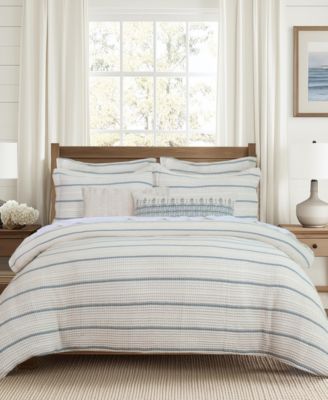 Levtex Home Waffle Stripe Textured 3-Piece Duvet Set, King/California King