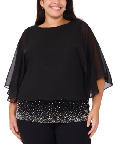 MSK Blouse из шифона с украшениями, Plus Size