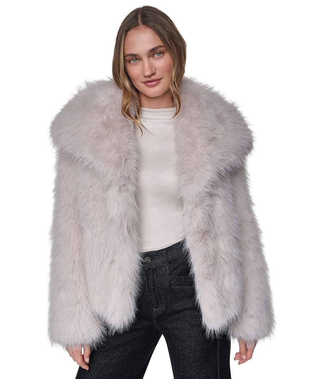 DKNY Jeans Women's Shawl-Collar Faux Fur Jacket