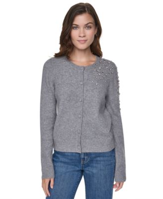 DKNY Jeans Women's Rhinestone Embellished Crewneck Cardigan