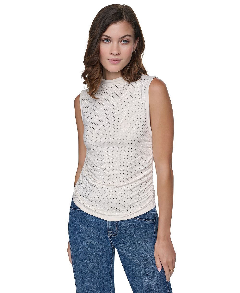 Женский топ DKNY Jeans без рукавов с высоким воротом и сборками