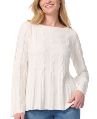 Gloria Vanderbilt Women's Maren Cable-Knit Boat Neck Bell Sleeve Sweater