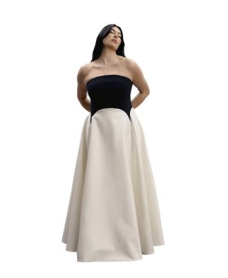 Женское вечернее платье Plus Size 11 Honoré без бретелей с цветовым блоком из атласа