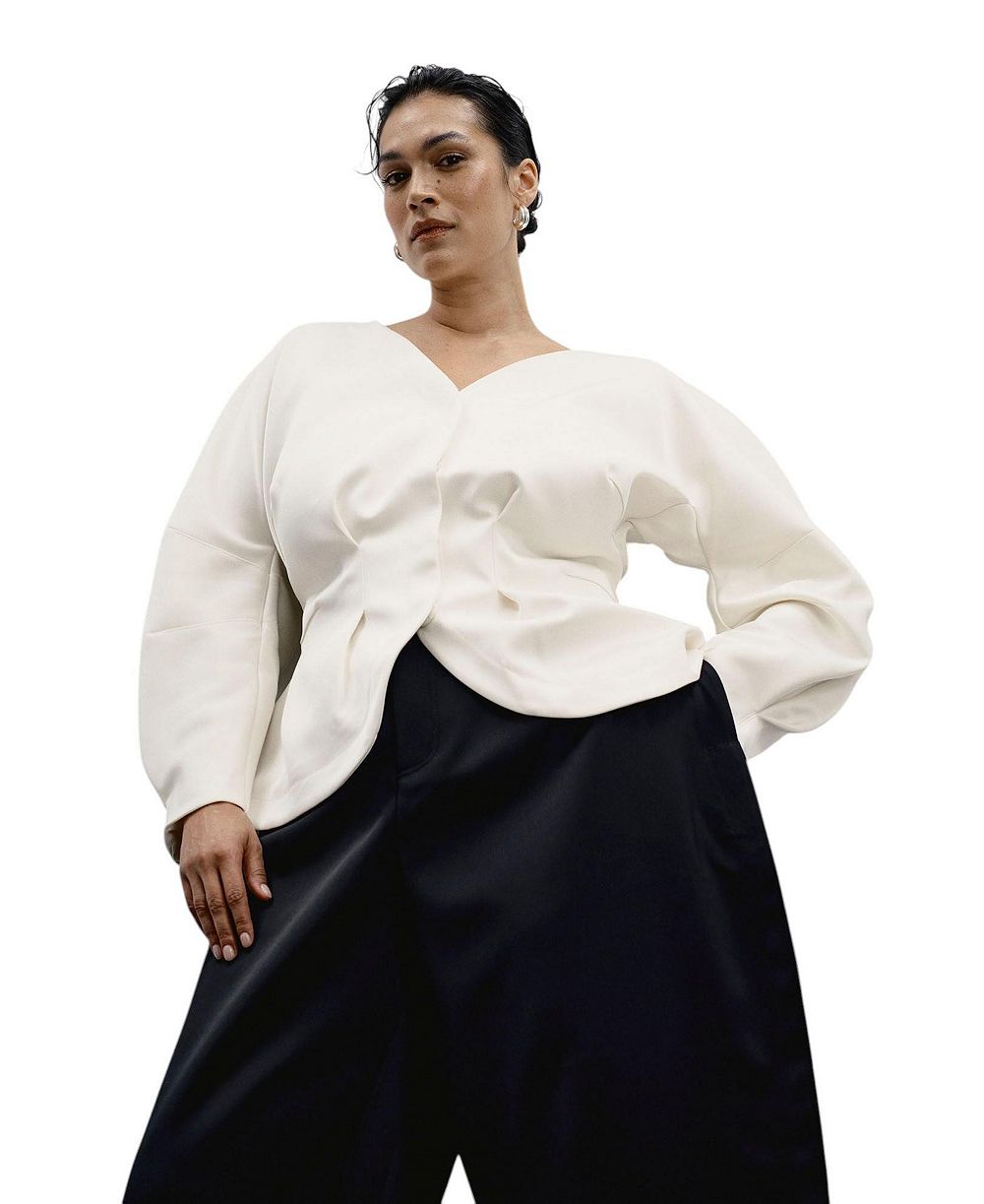 Женское жакет Plus Size Crescent Moon Puff-Sleeve V-Neck от 11 Honoré