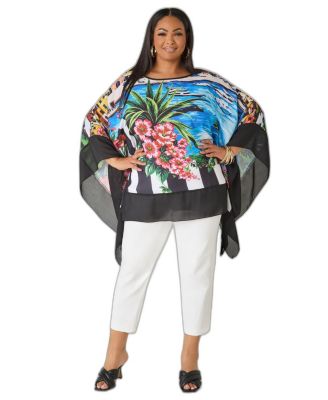 Женская туника Ashley Stewart Plus Size Printed Crepe