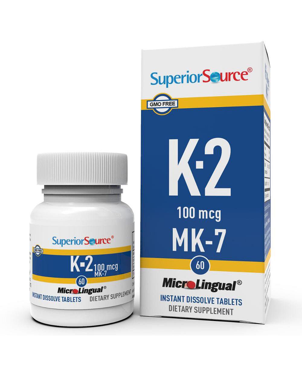 Витамин K2 MK-7 Superior Source (Menaquinone-7), 100 mcg, быстрорастворимые таблетки MicroLignual, 60 шт, для здоровья костей и артерий, иммунитета