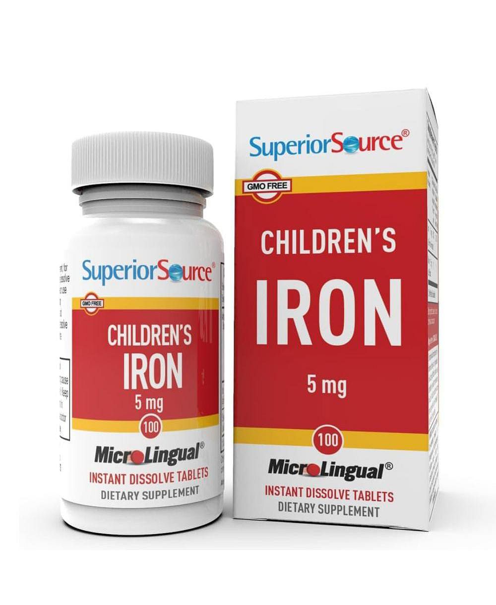 Добавка для детей Superior Source Iron 5 mg - таблетки для малышей - 100 быстрорастворимых таблеток