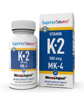 Витамин Superior Source K2 MK-4 (Menaquinone-4), 500 mcg, быстрорастворимые таблетки, 60 шт