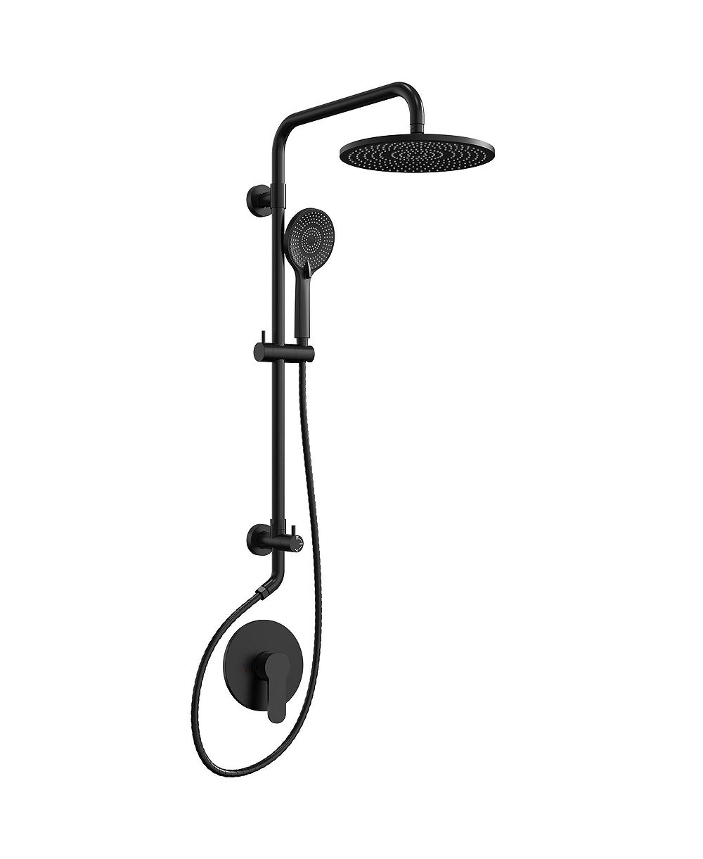 EVERSTEIN Wall Mount Pressure-Balanced Shower System 10" Rainfall Shower Head with Slider Bar Handheld Spray