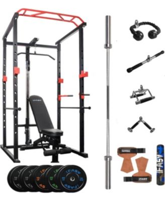 SEVORLEY Home Gym Power Cage Set с тягой сверху, блинные диски, скамья, штанга и крепления для тросов