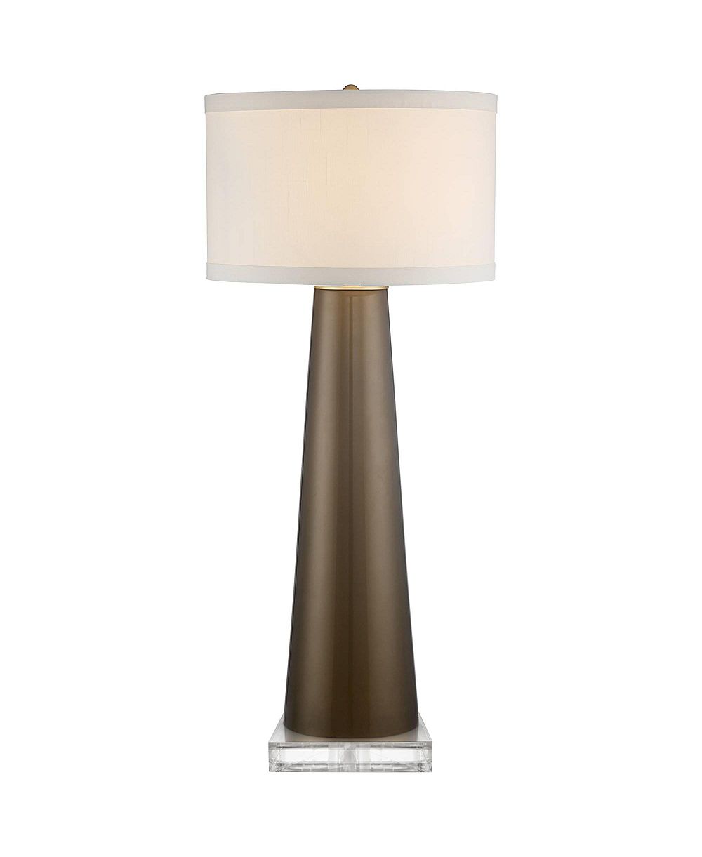 Possini Euro Design современная настольная лампа Karen с прозрачным квадратным основанием 37 1/2" и тканевым абажуром