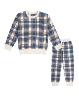 Sweet Wink Baby Boys Navy Plaid Sweatshirt and Jogger Set