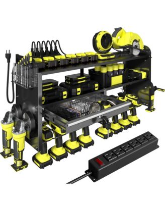 XDOVET Power Tool Organizer Wall Mount Drill Rack Holder Charging Station Locking Drawers