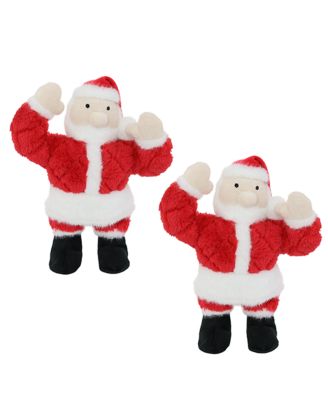 Mighty Holiday Santa 2 Pack, Durable Plush Squeaky Dog Toy