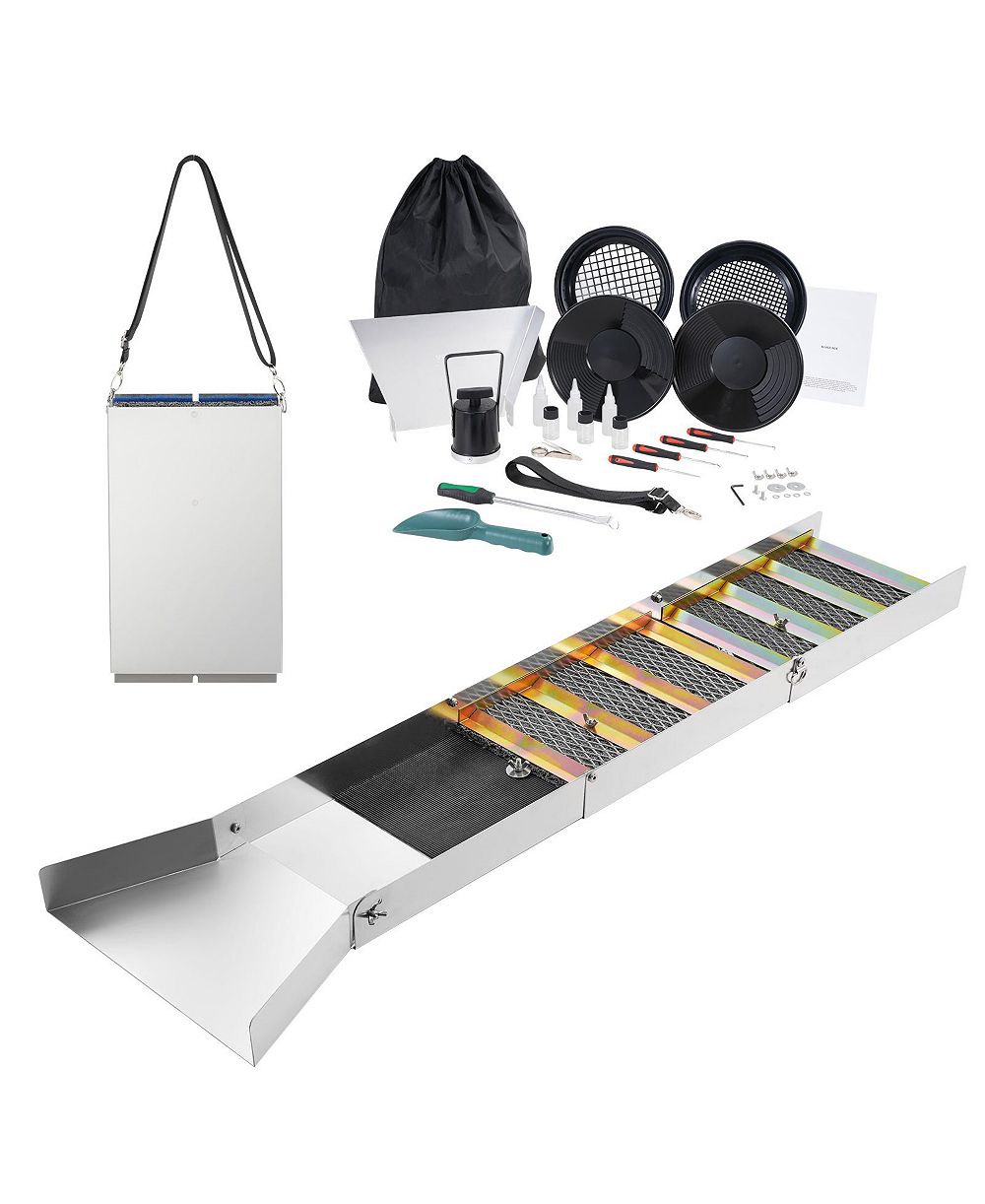 SUGIFT Набор для промывки золота 50 Inch 23-Piece Folding Sluice Box Kit с ситом-классификатором и рюкзаком-магнитом