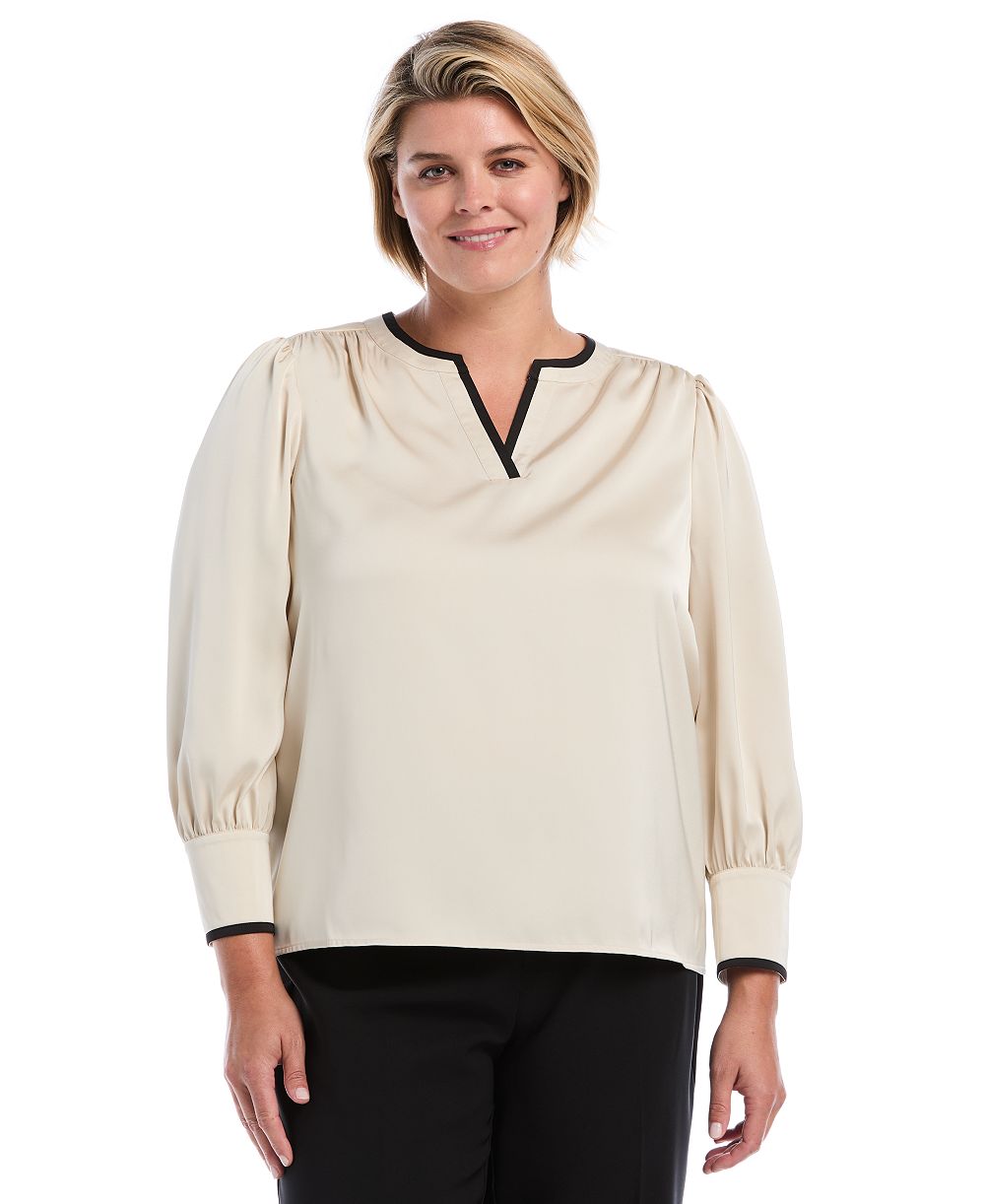 Женская блузка Rafaella Plus Size Satin Split-Neck