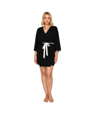 Studio Badgley Mischka Women's Wrap Short Yummy Jersey Cozy Robe