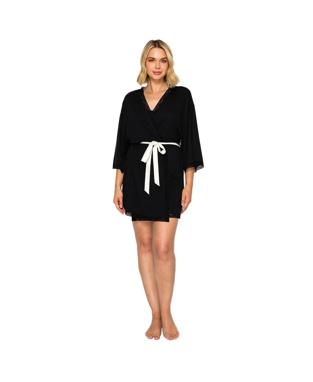 Женский облегающий халат Studio Badgley Mischka Yummy Jersey с рукавами 3/4