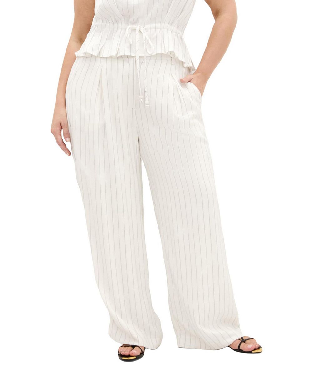 Брюки CITY CHIC Plus Size Eva High-Rise Wide-Leg Stripe