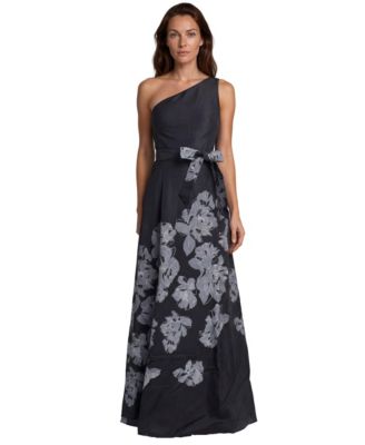 Rene Ruiz Occasion Women's Floral-Print One-Shoulder Mikado Gown