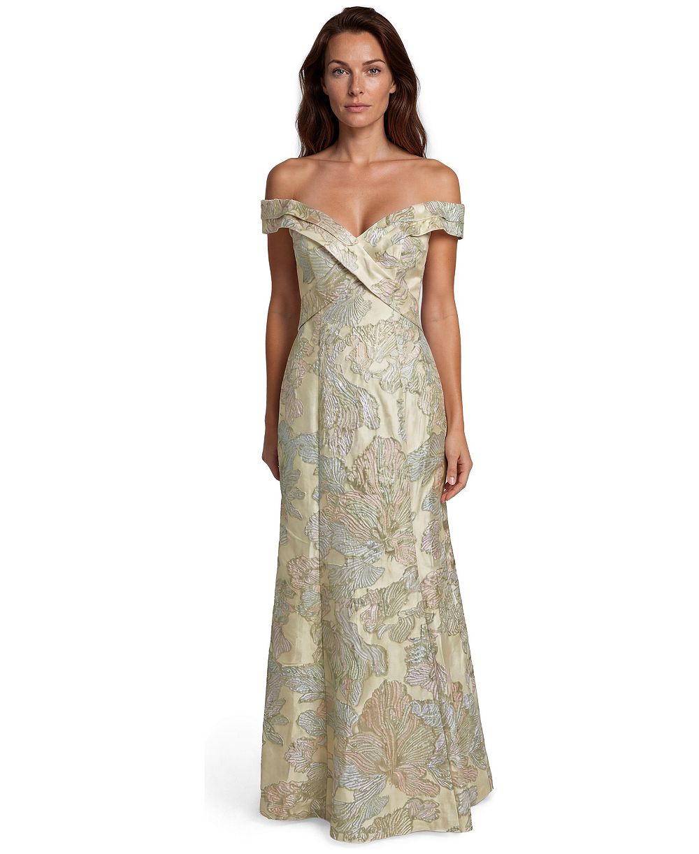 Женское вечернее платье Rene Ruiz Occasion Off-the-Shoulder Floral Jacquard
