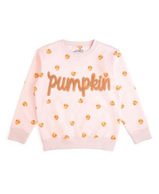 Sweet Wink Toddler Girls Pumpkin Stitch Patch Sweatshirt