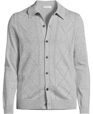 Мужская хлопковая кардиган Lands' End Long Sleeve Fine Gauge Cotton Pointelle Argyle