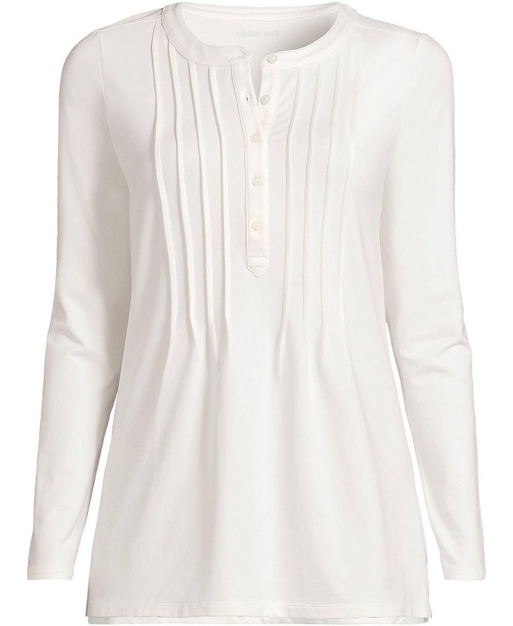Lands' End Women's Long-Sleeve Henley Pintuck Tunic