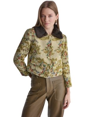 BCBG женская куртка с воротником из искусственного меха и рукавами 3/4
