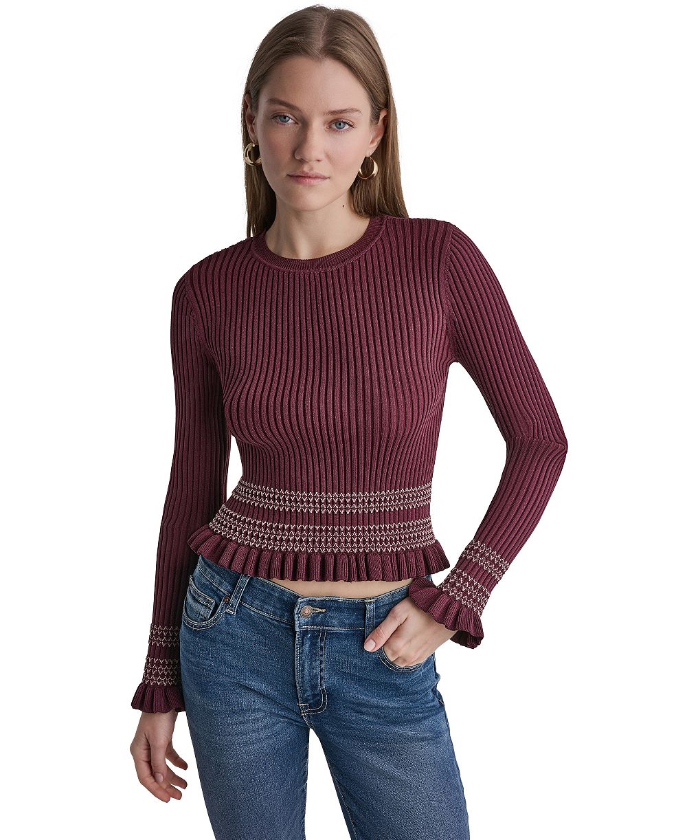 Свитер BCBG Women's Long Sleeve Crewneck Ribbed Knit