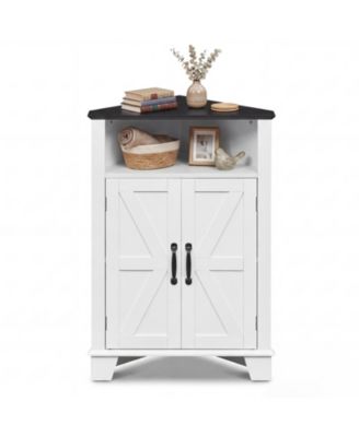 Costway 2-Door Sideboard Organizer Cabinet with Open Storage and Adjustable Shelf for Living Room