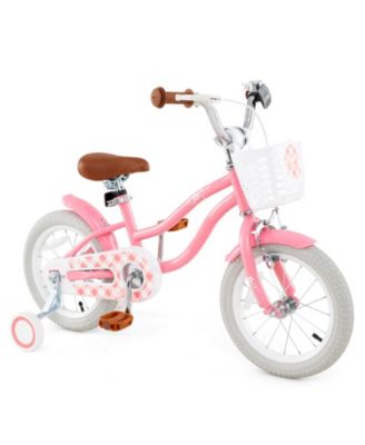Slickblue 16" Carbon Steel Kids Bicycle with Training Wheels and Adjustable Seat, 99 lbs Capacity, Ages 3-8
