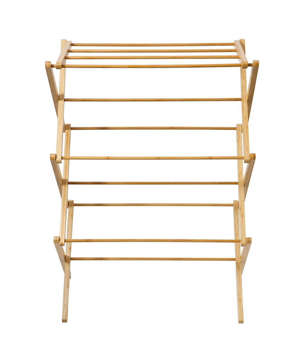 Gibson Home Foldable Bamboo Drying Rack for Clothes & Towels - 2-Tier Collapsible Laundry Drying Rack, Air Dry Stand for Indoor & Outdoor Use