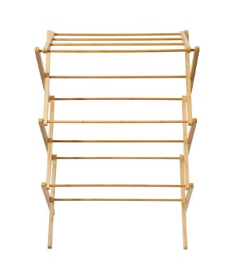 Gibson Home Foldable Bamboo Drying Rack for Clothes & Towels - 2-Tier Collapsible Laundry Drying Rack, Air Dry Stand for Indoor & Outdoor Use
