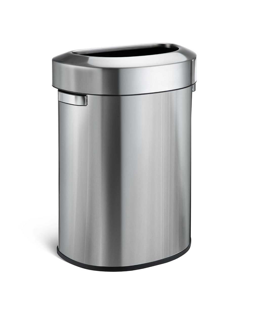 Home Zone Living 18 Gallon Stainless Steel Open Top Trash Can with Semi-Round Flat Back