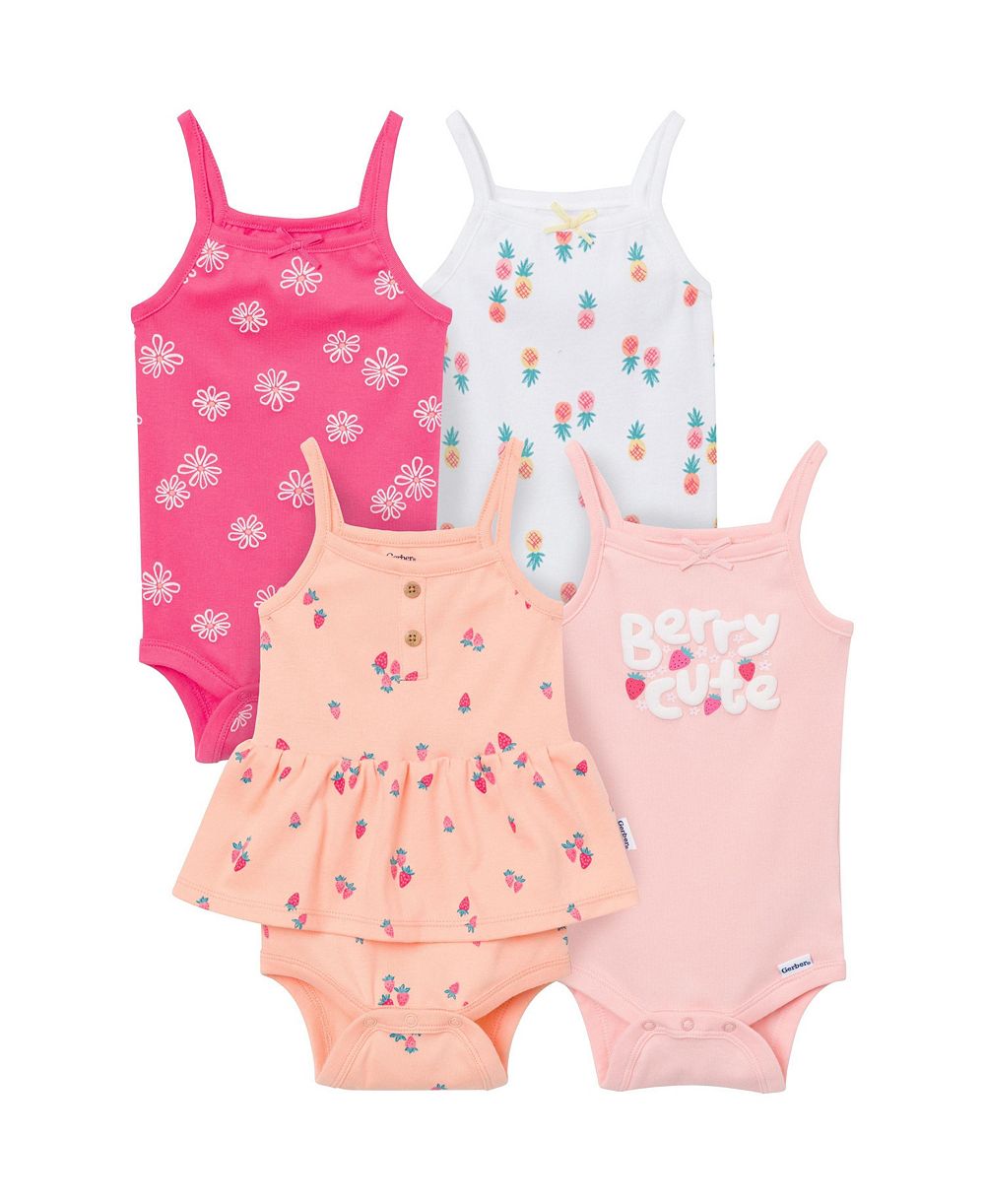 Gerber Baby Girls' 4-Pack Bodysuits