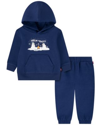 Комплект из флисовой толстовки с капюшоном и джоггеров Levi's® для мальчиков-малышей "Toasty Snowman", 2 предмета