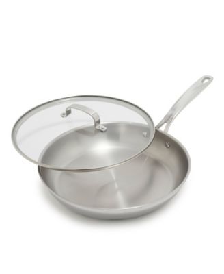 GreenPan Bobby Flay Stainless Steel 12.48" Frypan with Lid