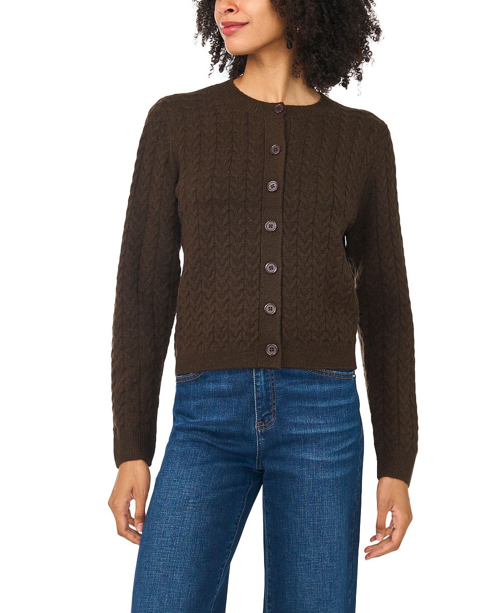 Vince Camuto Women's Cable-Knit Crewneck Cardigan