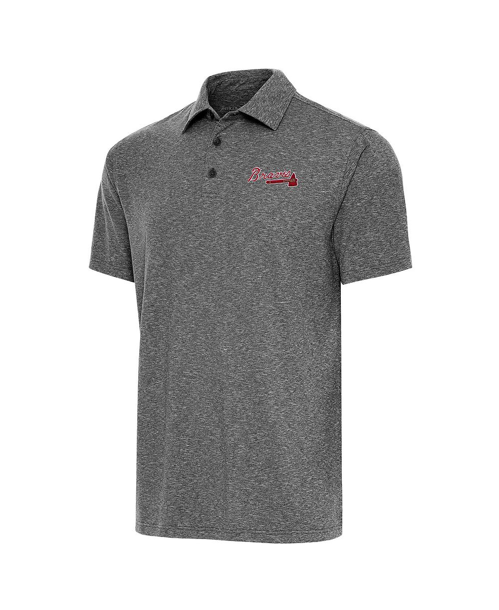 Antigua Men's Heather Black Atlanta Braves Par Polo Shirt