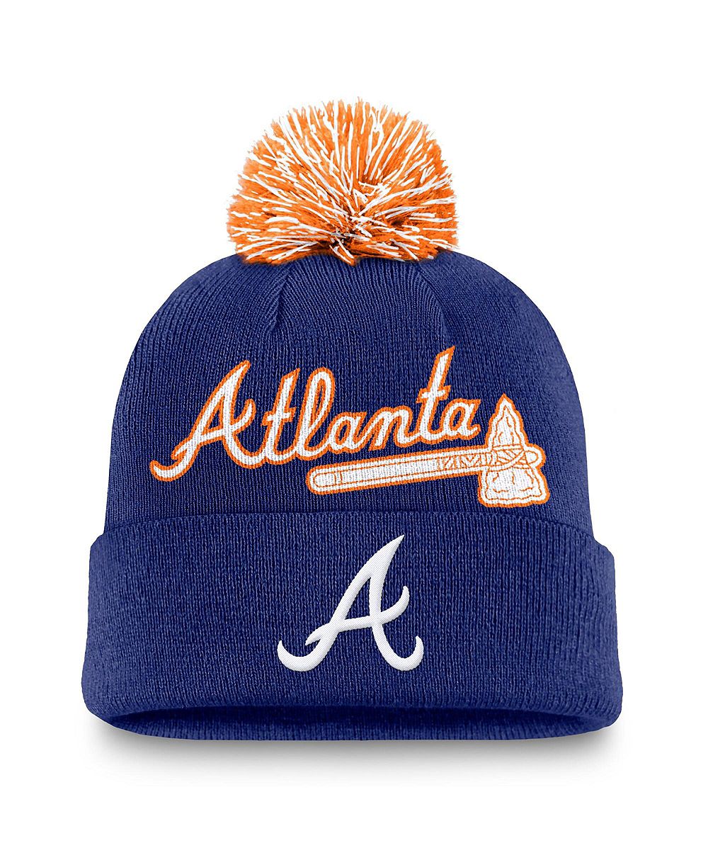 Nike Мужская Royal Atlanta Braves Peak Cuffed Knit Hat with Pom