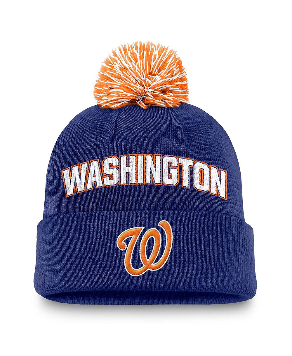 Nike Men's Royal Washington Nationals Peak Cuffed Knit Hat with Pom