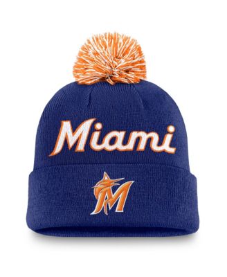 Nike Men's Royal Miami Marlins Peak Cuffed Knit Hat with Pom